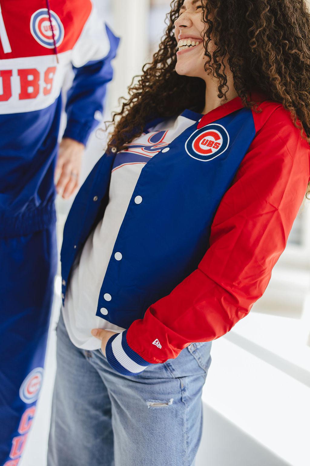 CHICAGO CUBS NEW ERA WOMEN'S RED AND BLUE COACH JACKET