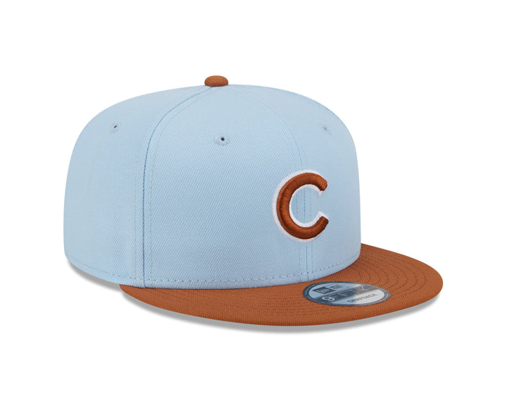 CHICAGO CUBS NEW ERA YOUTH AQUA AND BROWN SNAPBACK CAP