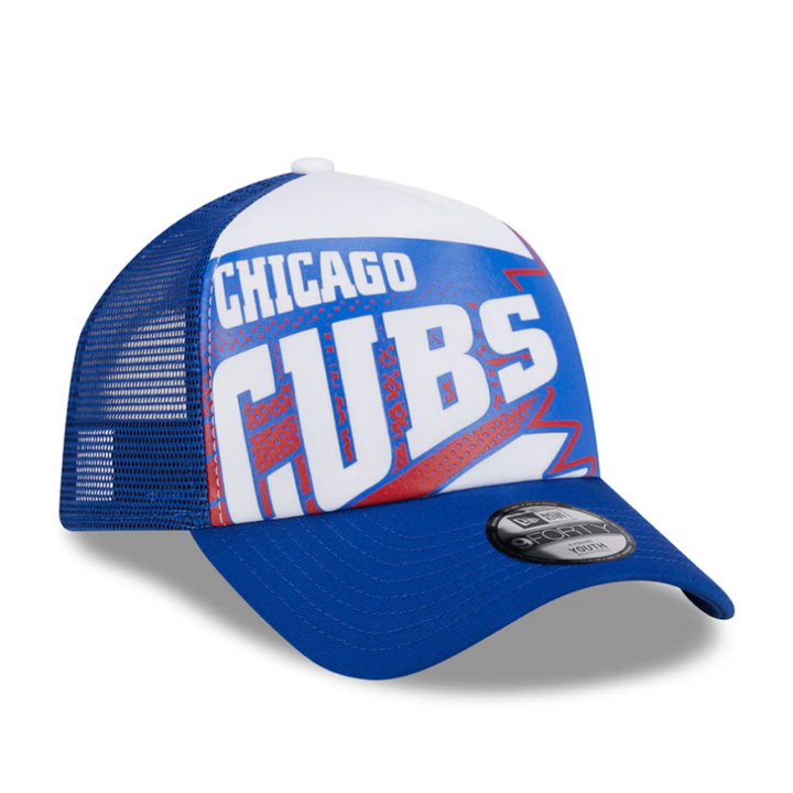 CHICAGO CUBS NEW ERA 9FIFTY YOUTH BIG SCRIPT C LOGO TRUCKER CAP