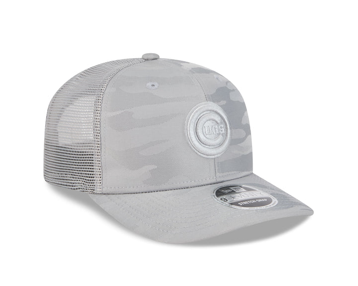 Chicago Cubs New Era Bullseye Logo Silver Grey Camo 9SEVENTY Snapback Cap