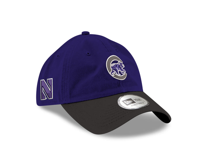 CHICAGO CUBS AND NORTHWESTERN NEW ERA WALKING BEAR ADJUSTABLE CAP