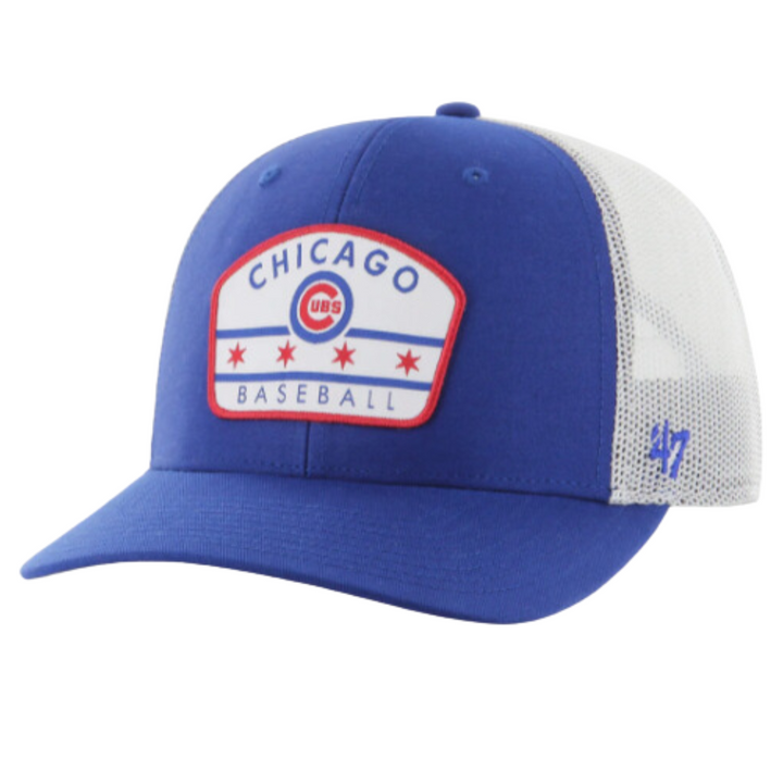 CHICAGO CUBS '47 PATCH ROYAL BLUE TRUCKER CAP