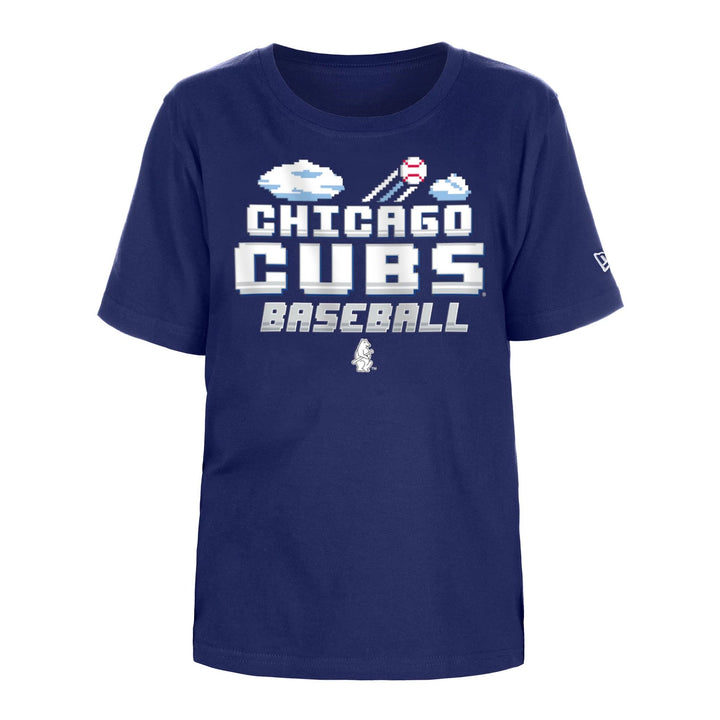 Chicago Cubs New Era Youth 1914 Pixel Script Navy Tee