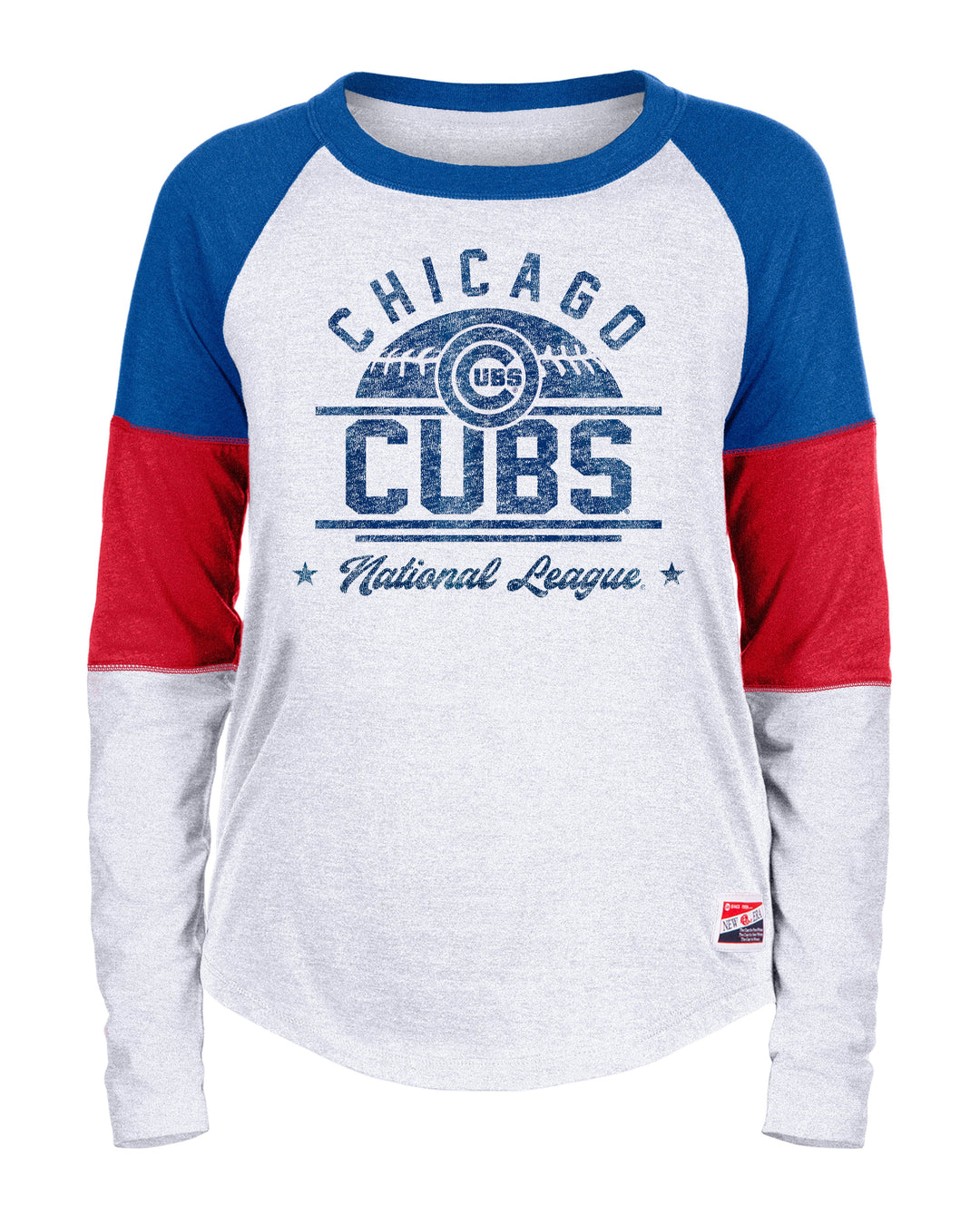 Chicago Cubs New Era Women's Long Sleeve Color Block Tee Long Sleeve Tees NEW ERA CAP COMPANY INC