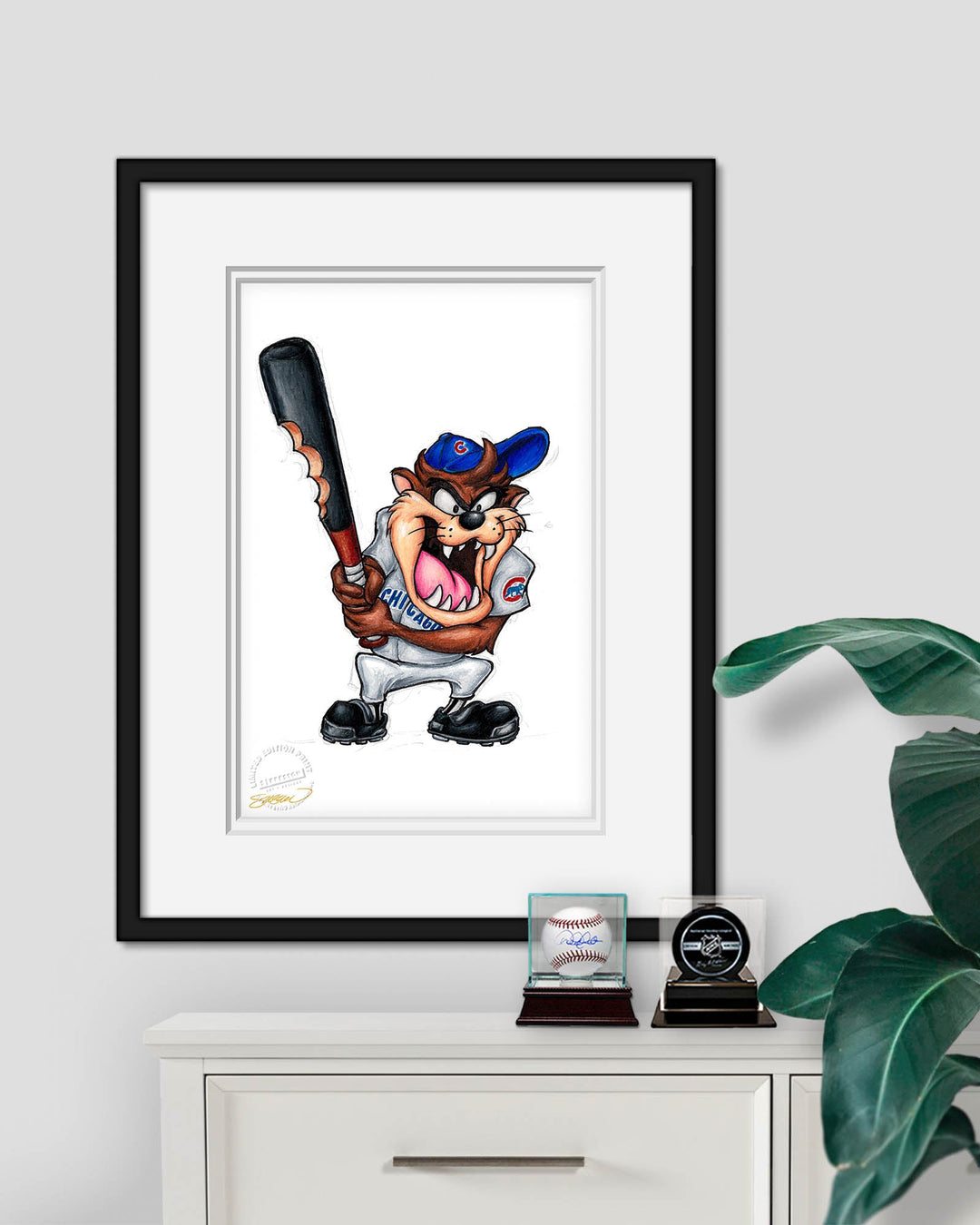 CHICAGO CUBS S. PRESTON TAZ ON DECK X CUBS ART PRINT