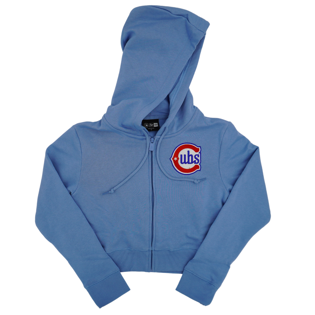 Chicago Cubs Blues Alternate Women's Baby Blue Cropped Hoodie by New Era Sweatshirts & Hoodies NEW ERA CAP COMPANY INC