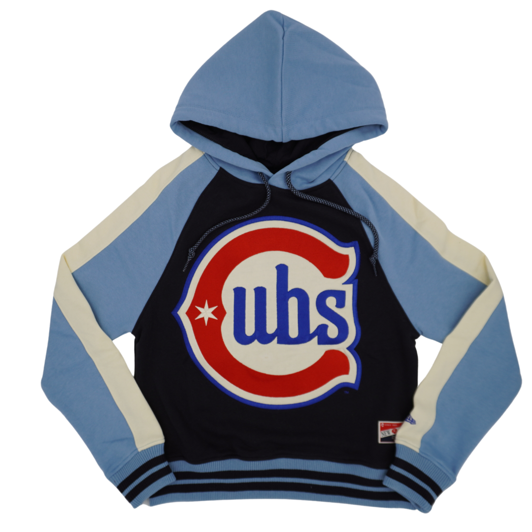 Chicago Cubs Blues Alternate Women's Retro Raglan Hoodie by New Era Sweatshirts & Hoodies NEW ERA CAP COMPANY INC