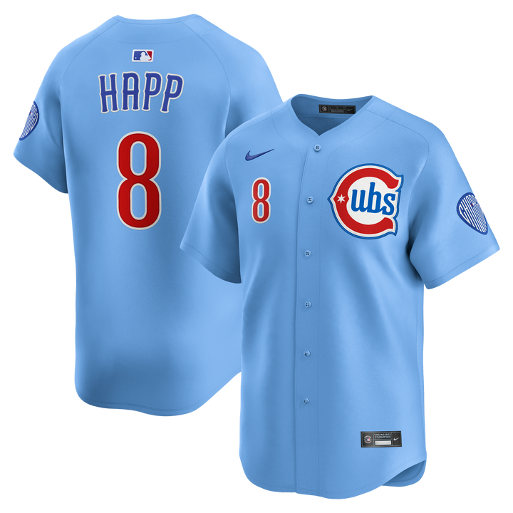 Chicago Cubs Ian Happ Blues Alternate Limited Baby Blue Jersey by Nike Jerseys NIKE