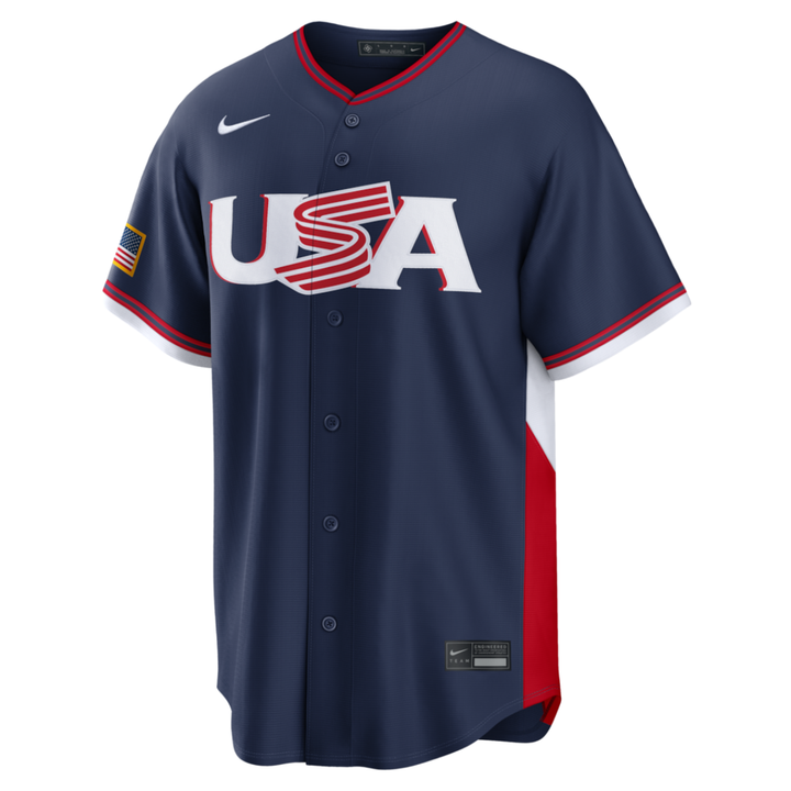 Pete Crow-Armstrong USA Baseball Navy Adult Jersey by Nike Jerseys Nike