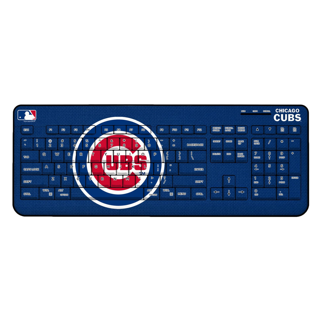 Chicago Cubs Solid Wireless USB Keyboard Office Products Keyscaper