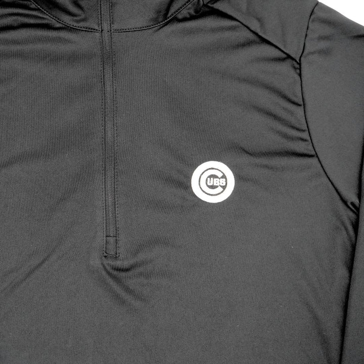 CHICAGO CUBS ANTIGUA MEN'S BULLSEYE LOGO BLACK HALF ZIP PULLOVER