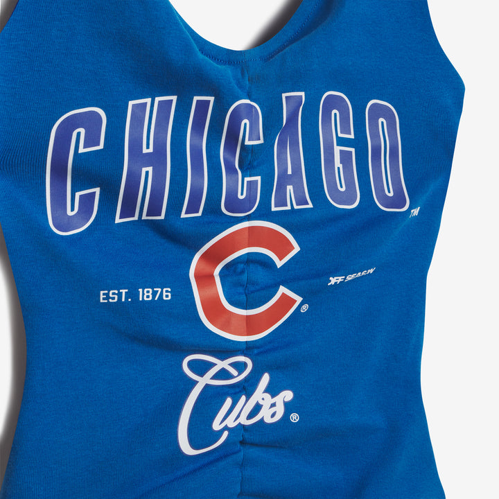 Chicago Cubs Logo Women’s Ruched Halter Top in Royal Blue by Off Season Tops OFF SEASON