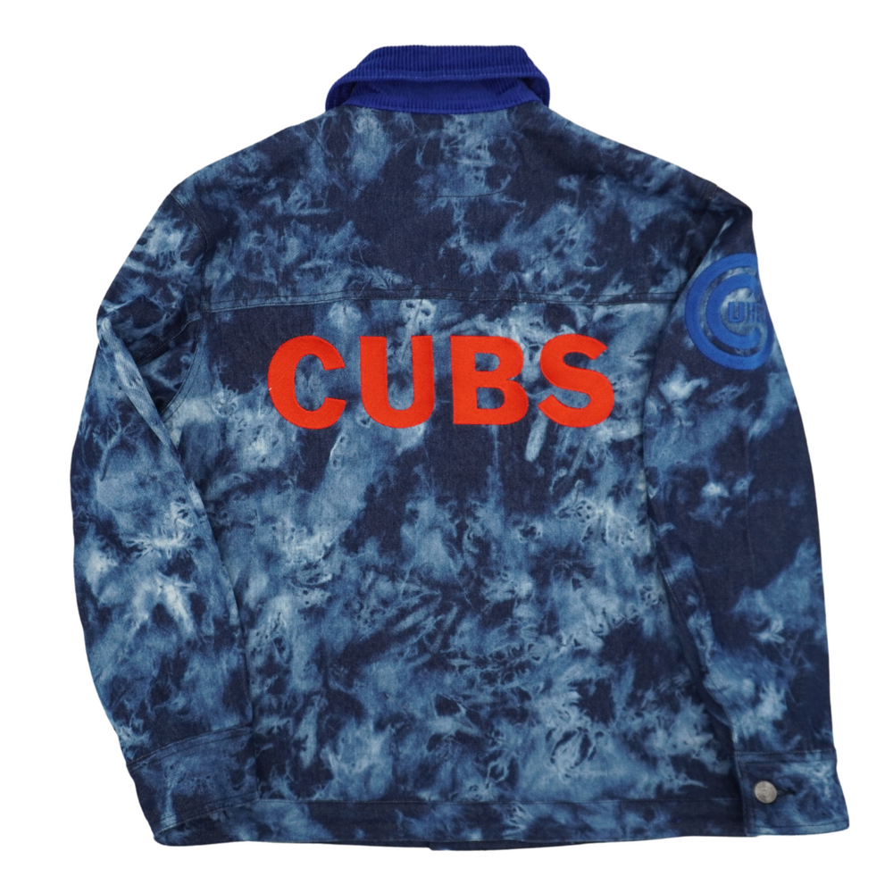 CHICAGO CUBS THE WILD COLLECTIVE WOMEN'S DISTRESSED DENIM JACKET Jackets & Outerwear THE WILD COLLECTIVE